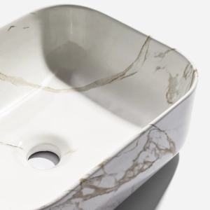 Cuba de Banheiro Louça Apoio Retangular 40 cm (Maia Mármore Carrara)