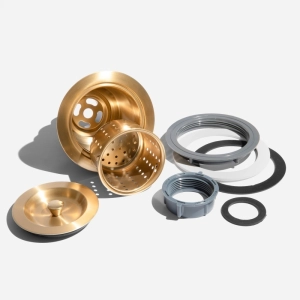 V&aacute;lvula Inox para Cuba Fazenda 4 1/2" Tampa e Cesto (Dourada Fosca)