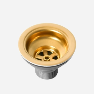 V&aacute;lvula Inox para Cuba Cozinha 4 1/2" com Tampa (Dourada Fosca)