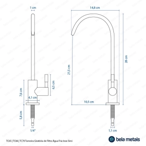 Torneira Girat&oacute;ria de Filtro &Aacute;gua Fria Inox (Simi Ros&eacute; Gold Fosca)