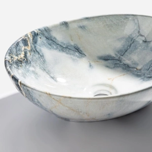 Cuba de Banheiro Lou&ccedil;a Apoio Oval 41 cm (Bari M&aacute;rmore Milano)