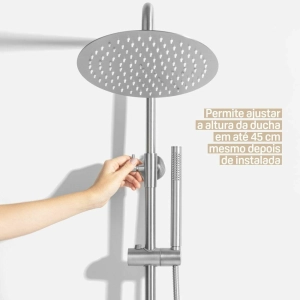 Ducha Coluna de Inox Redonda 25 cm (Escovada)