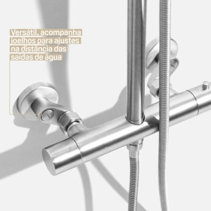Ducha Coluna de Inox Redonda 25 cm (Escovada)