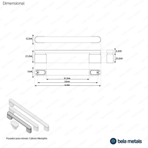 Puxador para M&oacute;vel Al&ccedil;a Sobrepor 128 mm Zamac (Memphis Grafite Fosco) - Outlet