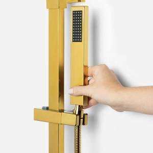 Ducha Coluna de Inox Quadrada 25 cm (Dourada)