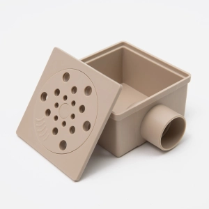 Ralo Seco Sifonado com Fecho 10x10 cm (Bege)