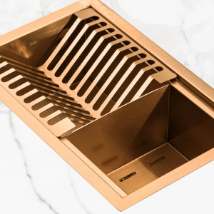 Escorredor Embutido Calha &Uacute;mida Inox 26x41 cm (Ros&eacute; Gold Fosco)