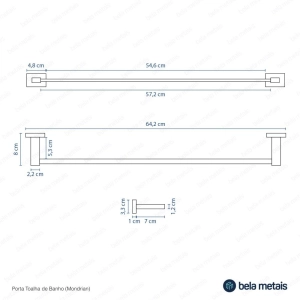Kit de Acess&oacute;rios para Banheiro (Mondrian Preto Fosco)