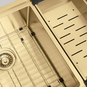 Cesto Escorredor Inox para Cuba Workstation 45x23 cm (Dourado Fosco)