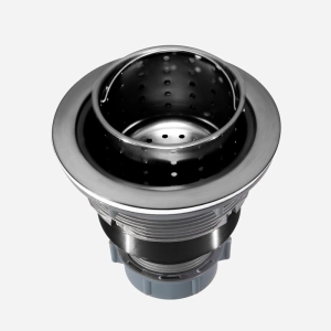 V&aacute;lvula Inox para Cuba Fazenda 4 1/2"  Tampa e Cesto (Preta)