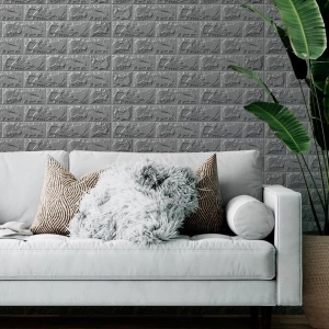 Painel 3D Tijolo Adesivo 70x77x0,5 cm (Prateado)