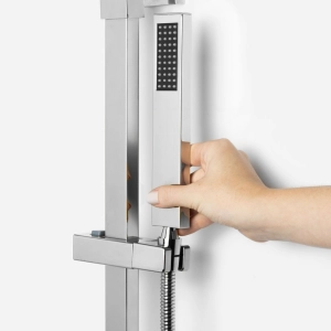 Ducha Coluna de Inox Quadrada 25 cm (Cromada)