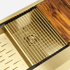 Kit Cuba Fazenda Workstation Inox com Acessórios (Narita Ouro Fosca)