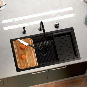 Kit Cuba Workstation Inox com Acessórios (Osaka Preta Fosca)