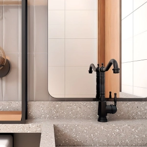 Torneira Monocomando Retr&ocirc; Alta para Banheiro (Douro Preta Fosca)