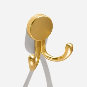 Cabide com Gancho Duplo de Parede Zamac (Trindade Dourado Fosco)