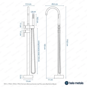 Torneira Monocomando de Piso para Banheira (Maule Ros&eacute; Gold Fosca)