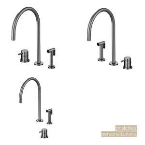 Torneira Monocomando com Ducha de Cozinha Inox (Fiji Grafite Fosca)