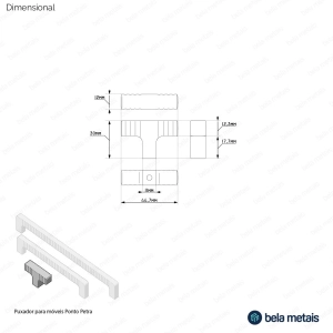Puxador para M&oacute;vel Ponto Zamac (Petra Cromado)