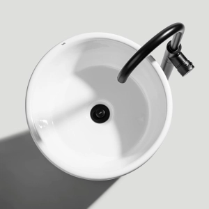 Cuba de Banheiro Lou&ccedil;a Piso Redonda 40 cm (Ravenna Branca)