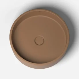 Produto Cuba de Banheiro Concreto Apoio Redonda 39 cm (Oso Ocre)