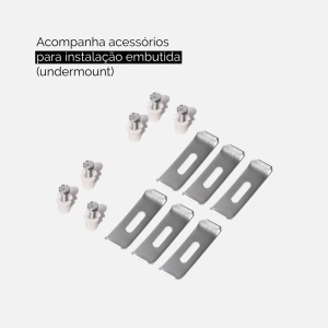 Cuba de Cozinha Inox Retangular 50x34 cm (Fuji Cinza Fosca)