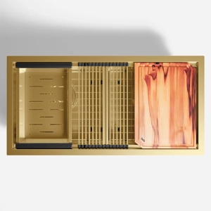 Kit Cuba Workstation Inox com Acessórios (Kobe Ouro Fosca)