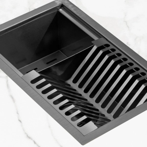 Escorredor Embutido Calha Molhada Inox 26x41 cm (Ginza Grafite Fosco)