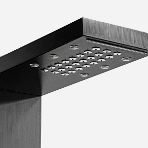 Ducha Vertical com Hidro Cascata e Led Square (Inox Preta Fosca)