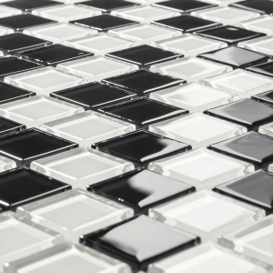 Pastilhas de Vidro Cristal Miscel&acirc;nea (Preta e Branca)