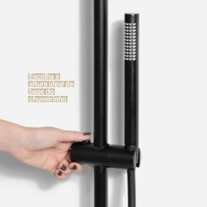 Ducha Coluna de Inox Redonda 25 cm (Preta Fosca)