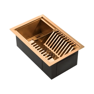 Escorredor Embutido Calha &Uacute;mida Inox 26x41 cm (Ros&eacute; Gold Fosco)