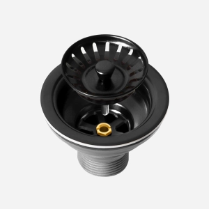 Válvula Inox para Cuba Cozinha 4 1/2" com Tampa (Preta Fosca)