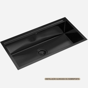 Cuba Workstation de Cozinha Inox 78x41 cm (Osaka Preta Fosca)