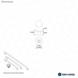Puxador para M&oacute;vel Ponto Zamac (Pompeia Cromado)