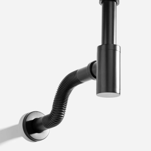 Sif&atilde;o Met&aacute;lico Flex&iacute;vel com Copo para Banheiro (Line Preto Fosco)