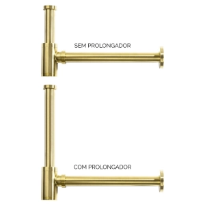 Prolongador de Sifão Metálico (Line Dourado Fosco)