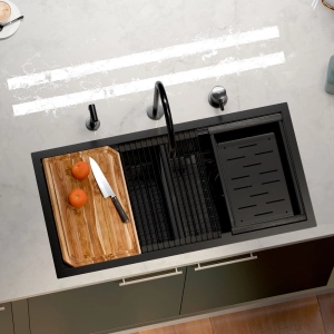 Kit Cuba Workstation Inox com Acessórios (Kobe Preta Fosca)