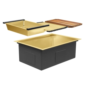 Kit Cuba Workstation Inox com Acess&oacute;rios (Kyoto Ouro Fosca)