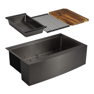 Kit Cuba Fazenda Workstation Inox com Acessórios (Narita Grafite Fosca)