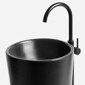 Cuba de Banheiro Lou&ccedil;a Piso Redonda 39 cm (Ravenna Preta)