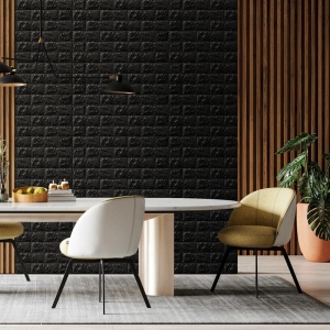 Painel 3D Tijolo Adesivo 70x77x0,5 cm (Preto)