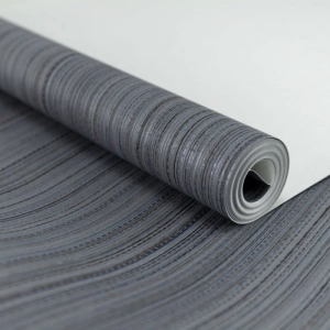 Papel de Parede Texturizado Listrado Metalizado Cinza Lav&aacute;vel 10,00 x 0,53 m (Visione Sei)