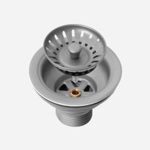 V&aacute;lvula Inox para Cuba Cozinha 4 1/2" com Tampa (Cinza Fosca)