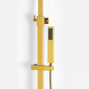 Ducha Coluna de Inox Quadrada 25 cm (Dourada)