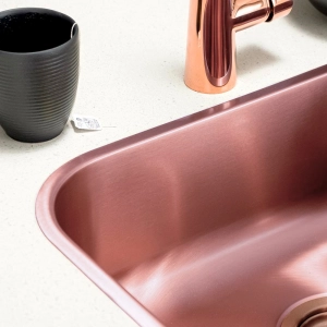 Cuba de Cozinha Inox Retangular 50x34 cm (Fuji Ros&eacute; Gold Fosca)