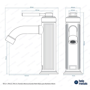 Torneira Monocomando Retrô Baixa para Banheiro (Morin Grafite Fosca)