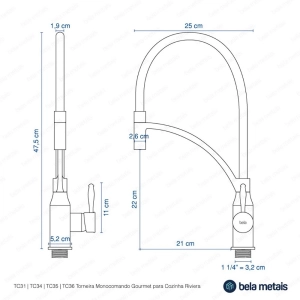 Torneira Monocomando Gourmet de Cozinha (Riviera Dourada)