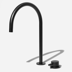 Torneira Monocomando Alta para Banheiro (Milos Preta Fosca)