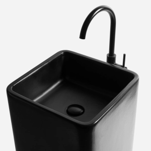 Cuba de Banheiro Lou&ccedil;a Piso Quadrada 40 cm (Veneza Preta)